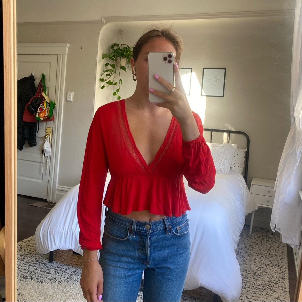 Long Sleeve V Neck Top